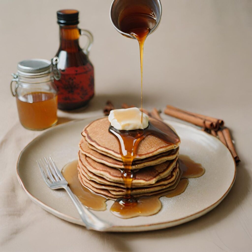 Gingerbread Pancakes with Spiced Maple Syrup